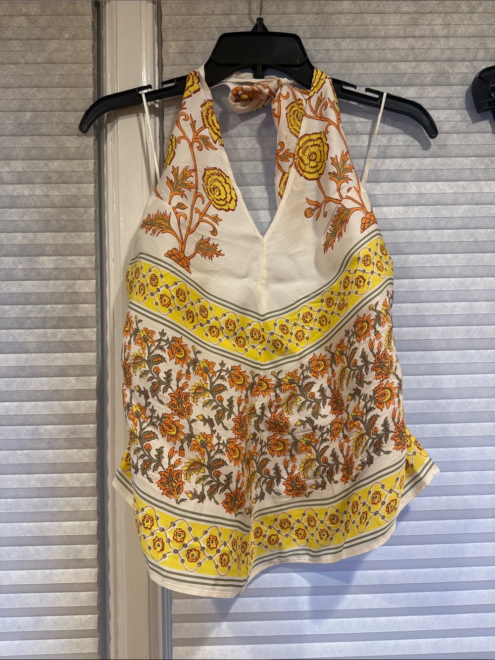 Floral Halter Neck Women’s Top in Yellow and Orange